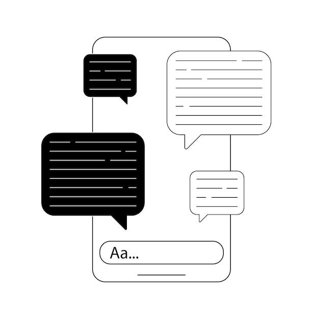 Vector messaging interface with chat bubbles and text input displayed