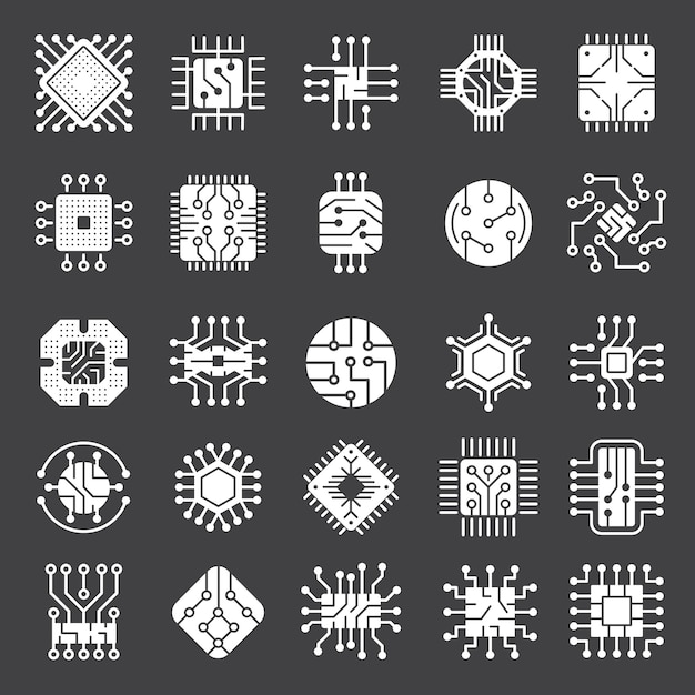 Vector micro scheme icon. cpu electrical equipment tech chip industry technology  system board.