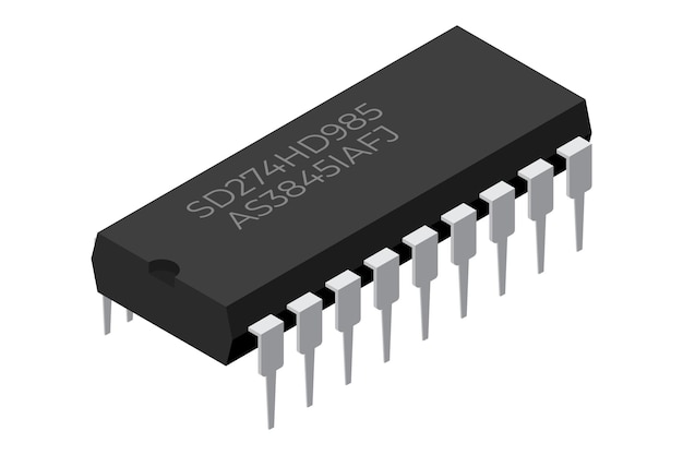 Vector microchip computer electronic component microchip icon isometric microchip computer processor technology micro processor vector illustration