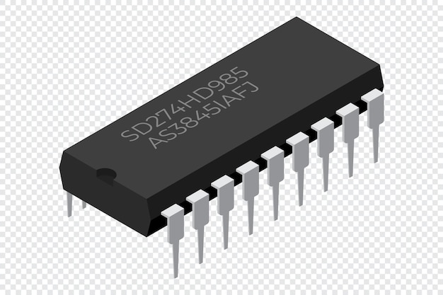 Vector microchip computer electronic component microchip icon isometric microchip computer processor technology micro processor vector illustration