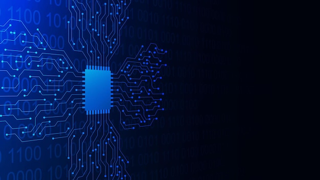 Vector microchip with circuit board and binary code quantum computer database large data processing