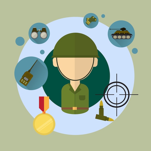 Vector military man soldier icon flat vector illustration