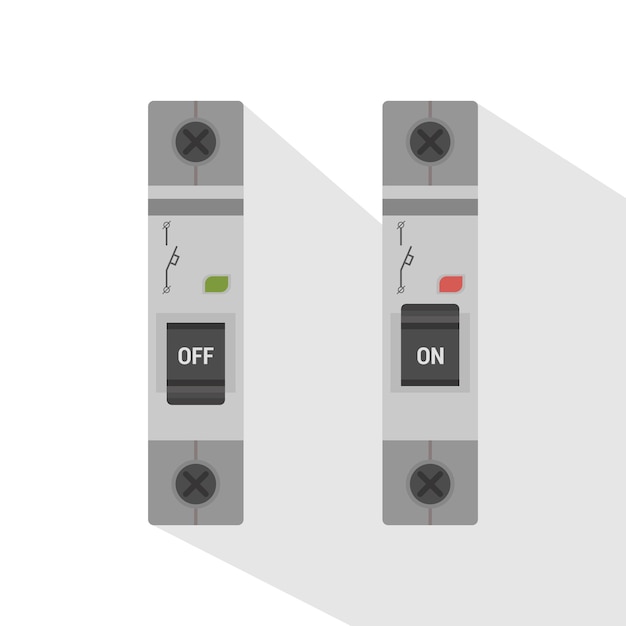 Vector miniature modular din rail circuit breaker flat design vector illustration