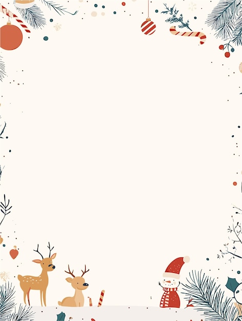 Vector minimal christmas letterhead template with festive border