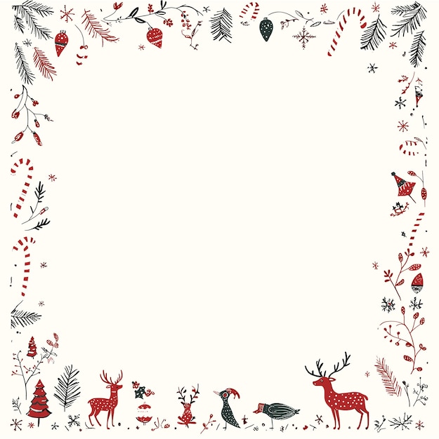 Vector minimal christmas letterhead template with festive border
