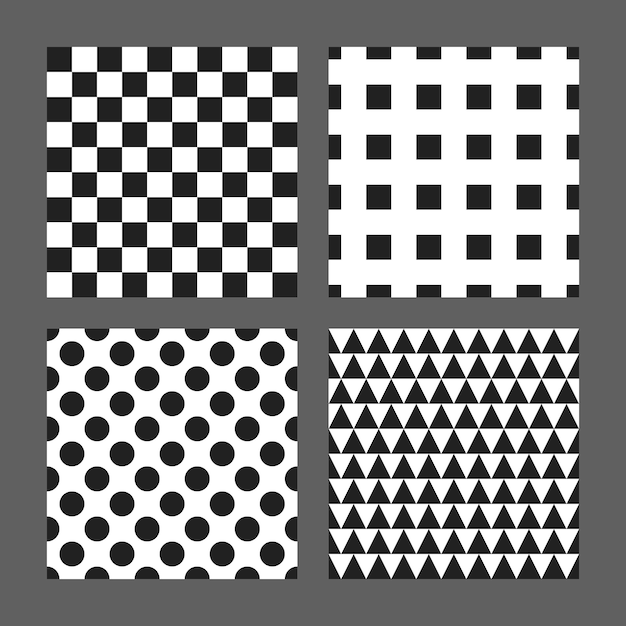 Vector minimal geometric black and white pattern background set