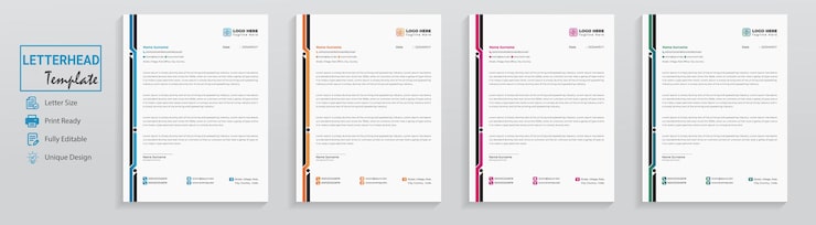 Vector minimal technology letterhead design set bundle for professional personal multipurpose office letter