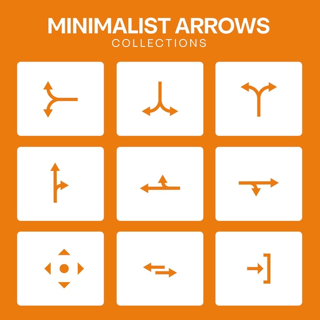 Vector minimalist arrow symbol set illustrative design for dynamic visual free vector template