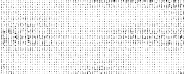 Vector minimalist binary code with black digits 0 and 1 on white backdrop data processing