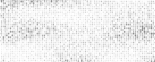 Vector minimalist binary code with random black digits 0 and 1 on white backdrop data processing