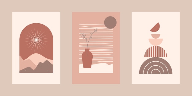 Vector minimalist boho wall art background illustration