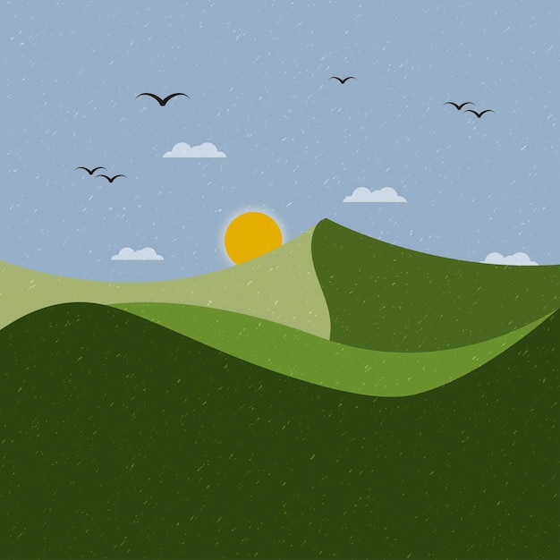 Vector minimalist landscape design background with texture