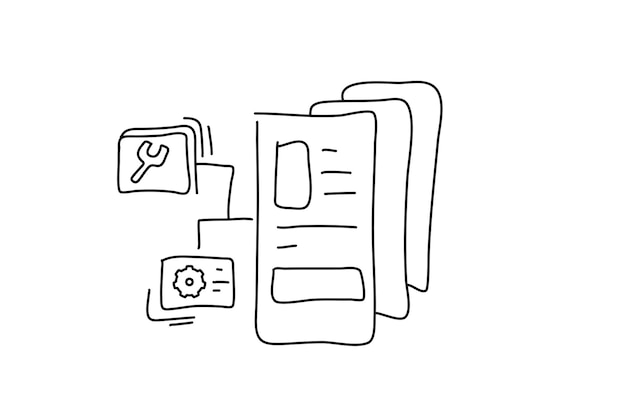 Vector minimalist microservices web advertising print modern flat illustration for tech enthusiasts