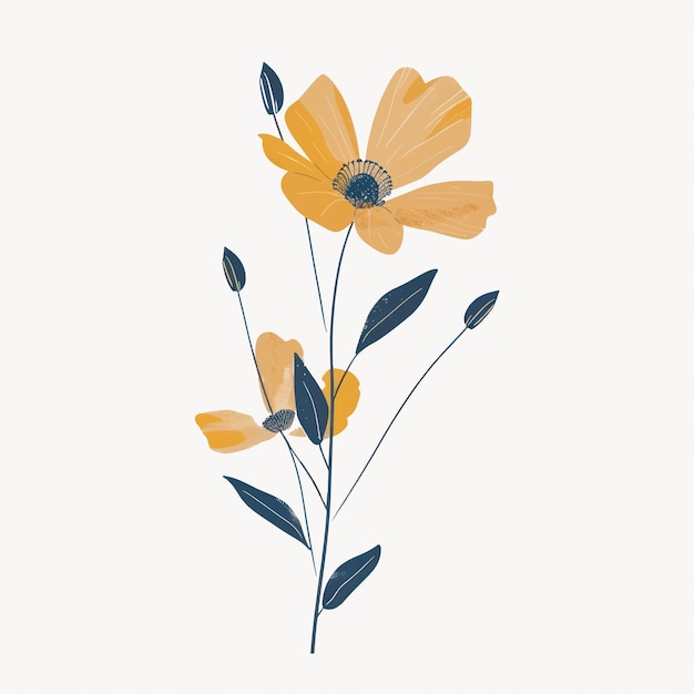 Vector minimalist yellow floral illustration
