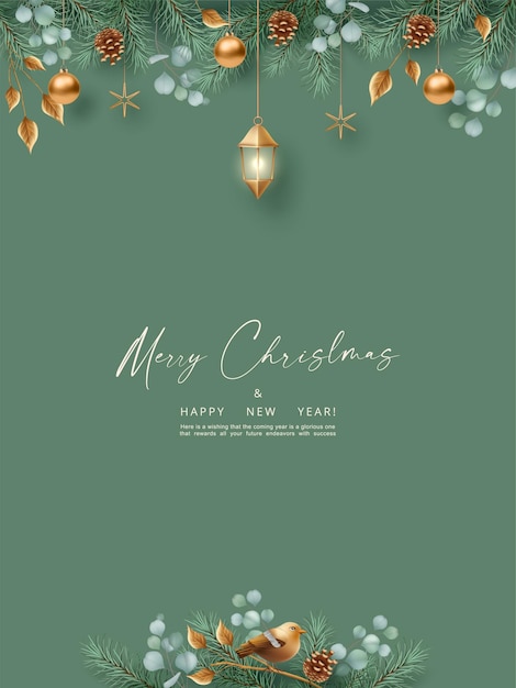 Vector minimalistic christmas and new year banner elegant christmas poster