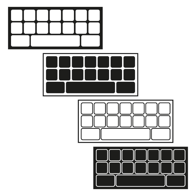 Vector minimalistic keyboard layout black key silhouettes input technology element