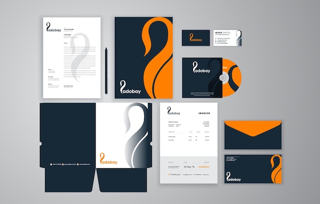 Vector minimalistic stationery set design template