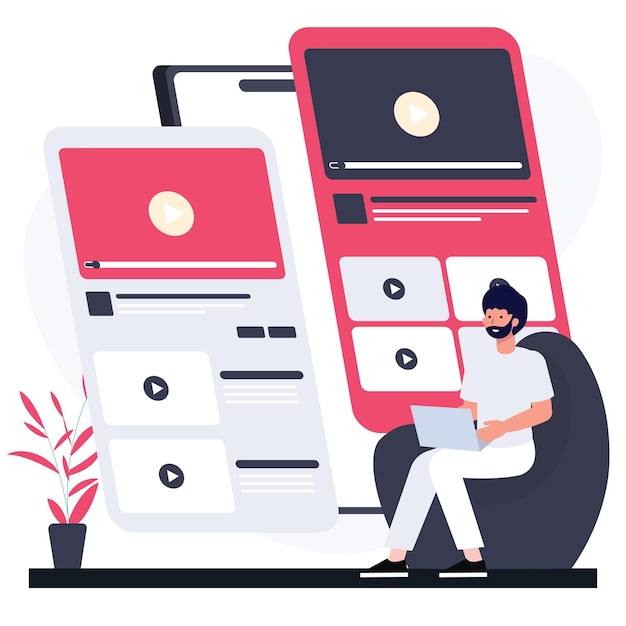 Vector mobile ab testing with a man