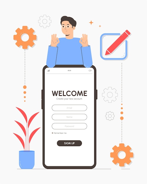 Vector mobile app sign up process