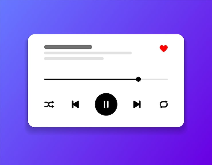 Mobile application interface music player sound app ui gui template responsive website wireframes