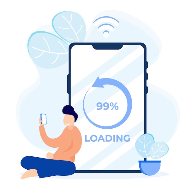 Vector mobile phone loading screen illustration