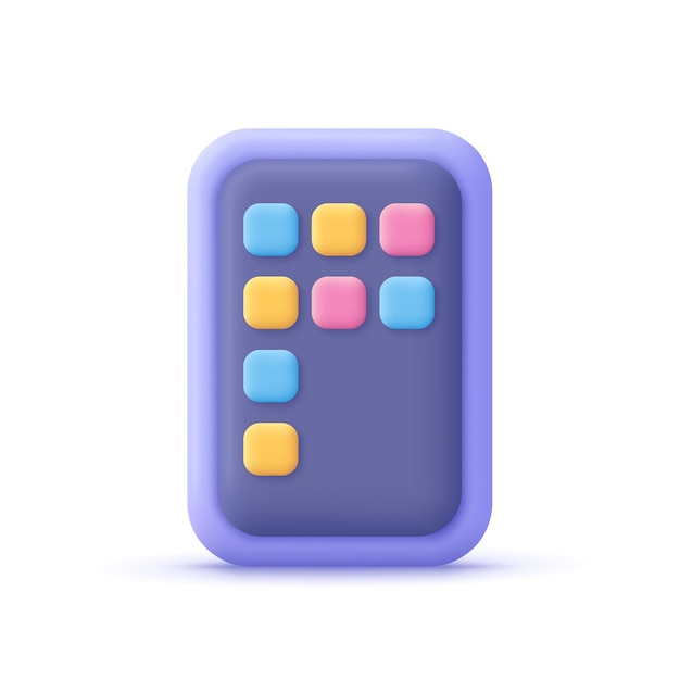 Vector mobile or smartphone device with application buttonsmobile app development application building ui and ux web design 3d vector icon cartoon minimal style