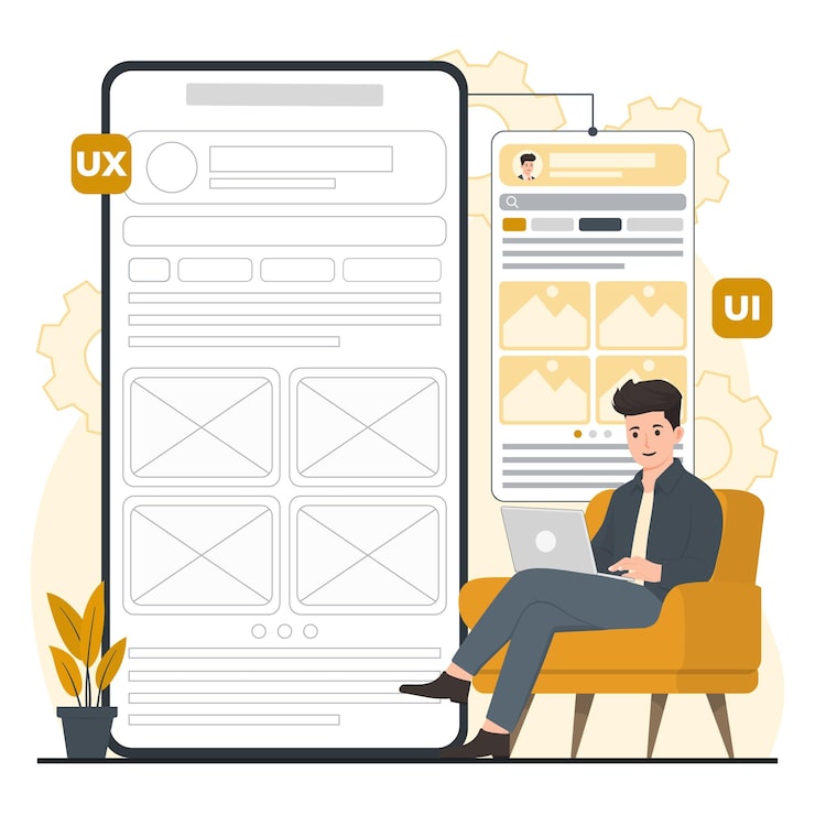 Mobile uiux concept illustration UIUX development design programming mobile application