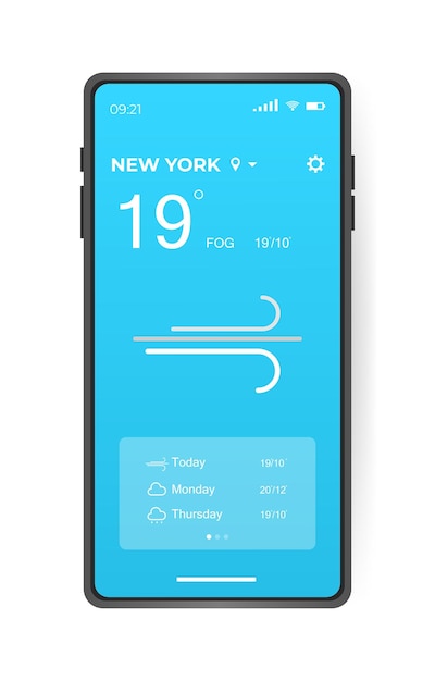 Vector mobile weather app interface design gui elements for weather forecast mobile app realistic phone temperature weather condition user interface generator ui ux toolkit vector illustration