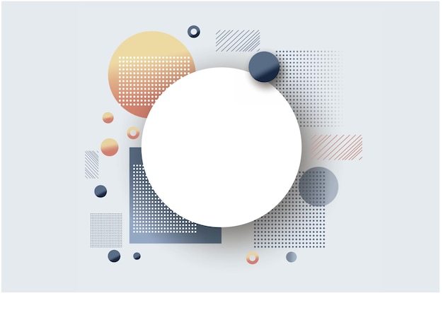 modern abstract geometric background with circles squares and halftone patterns
