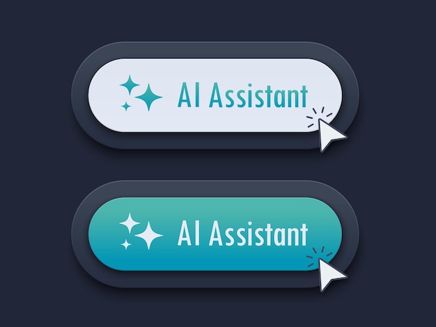 Vector modern ai assistant button 3d push button ai stars artificial intelligence technology concept chat with ai ui ux design vector illustration