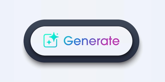Vector modern ai generative button ai is entered by a command prompt to generate ideas generatepress button in trendy neumorphic style for apps websites interfaces ui ux elements vector illustration
