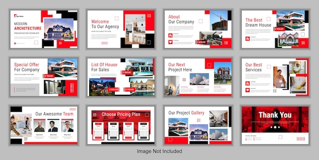 modern architecture powerpoint presentation slides template set or architecture brochure design