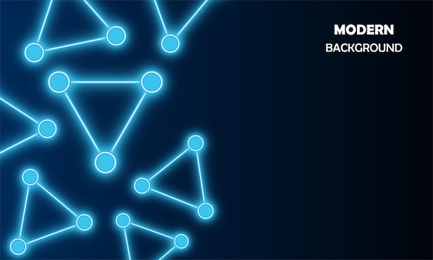 Vector modern background glowing neon blue molecular pattern abstract geometric chemical moleculesl