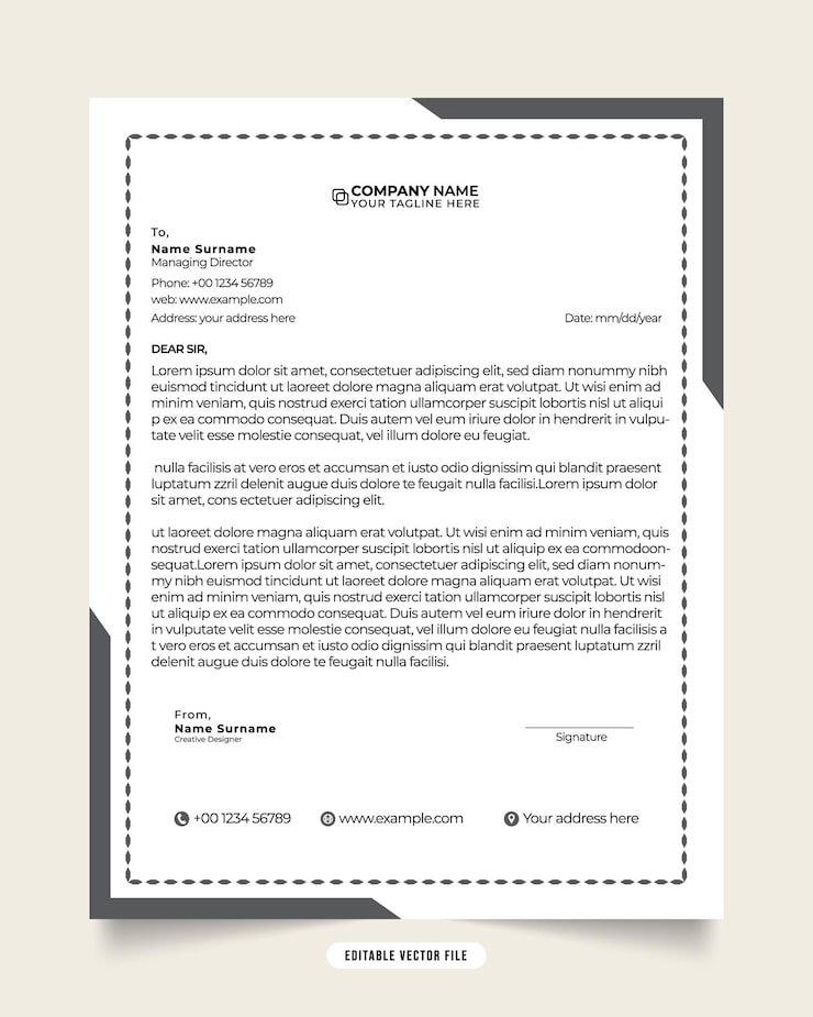 Vector modern business and corporate letterhead template letterhead design with black colors white color