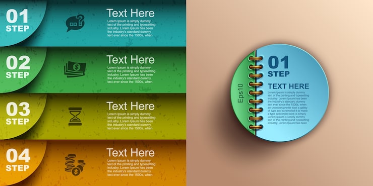 Vector modern business infographics banners, step up number options