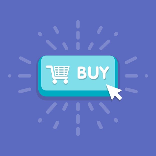 Vector modern buy button design with mouse click symbol.