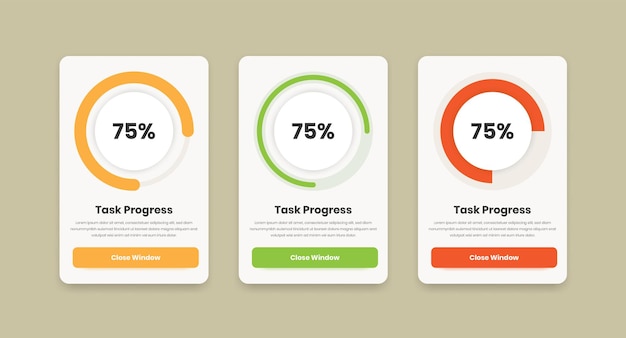 Vector modern circular progress graph popup ui element design for mobile and web application