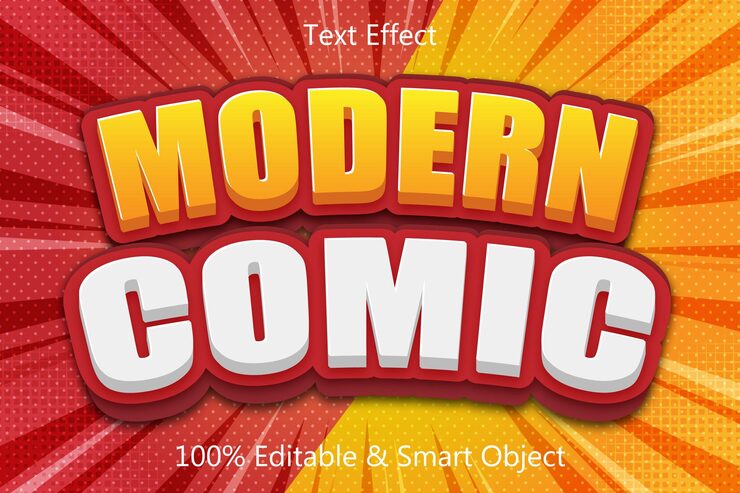 Modern Comic Editable Text Effect 3 dimension Emboss Comic Style