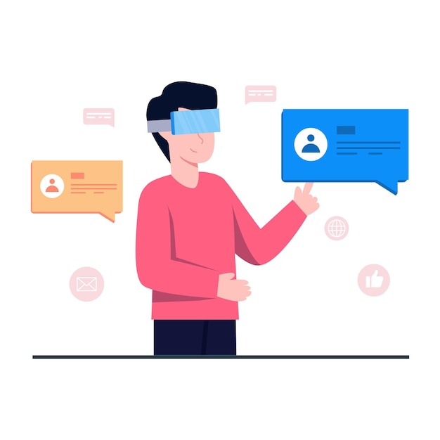 Vector modern design icon of virtual interaction