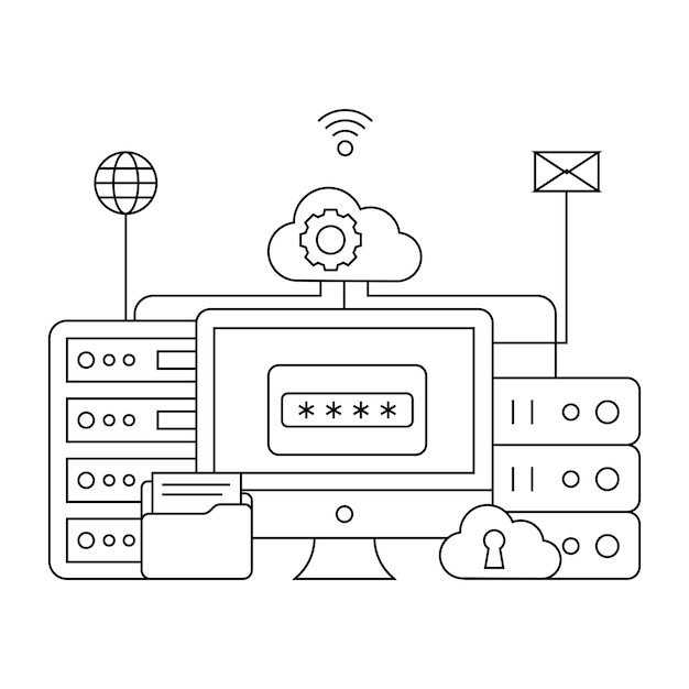 Vector modern design illustration of cloud hosting