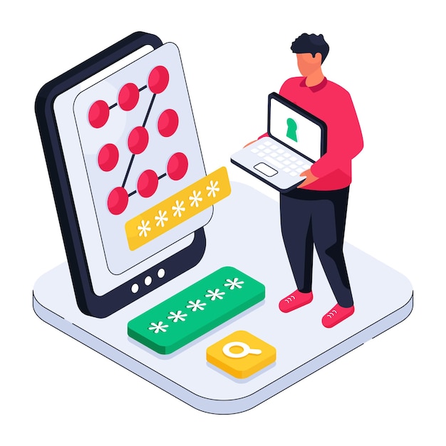 Vector modern design illustration of mobile pattern lock