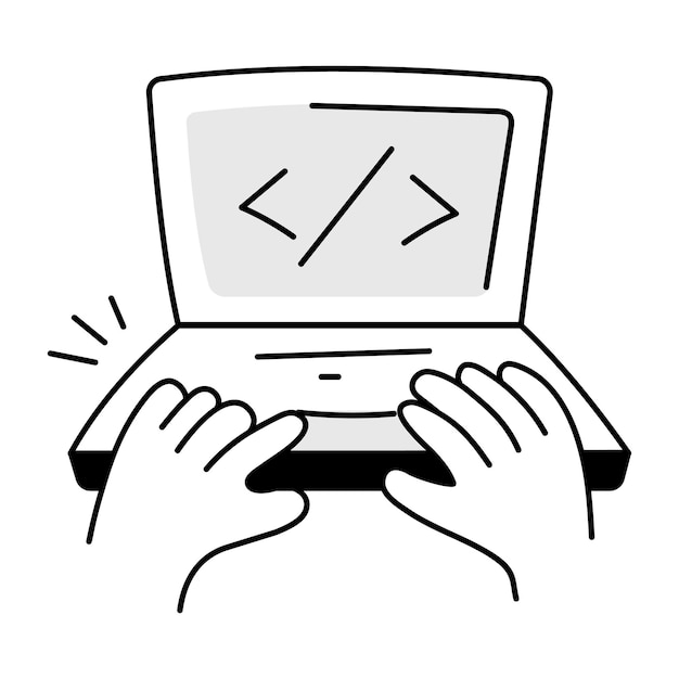 Vector modern drawing style icon of typing code