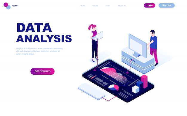 Vector modern flat design isometric concept of data analysis