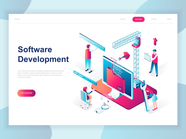 Vector modern flat design isometric concept of software development