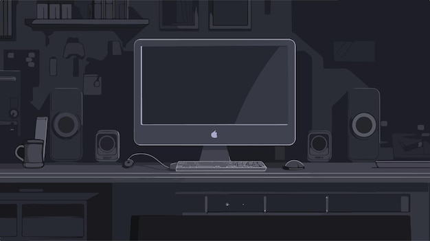 Vector modern flat vector desktop computer icon for professional designs