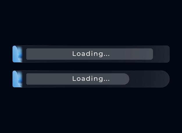 Vector modern futuristic loading bar ui element with glowing edge light and smooth rounded style for game interface web design and mobile app progress screen