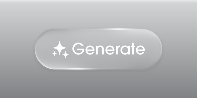 Vector modern generative ai button liquid glass button with generate symbol artificial intelligence user interface element for ui ux design transparent frames and buttons vector illustration