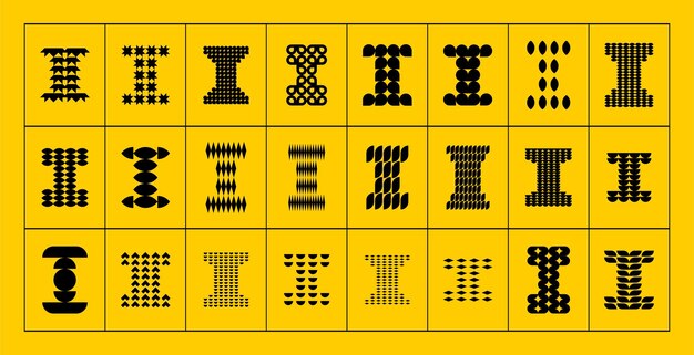 Vector modern geometry abstract initial i letter logo set