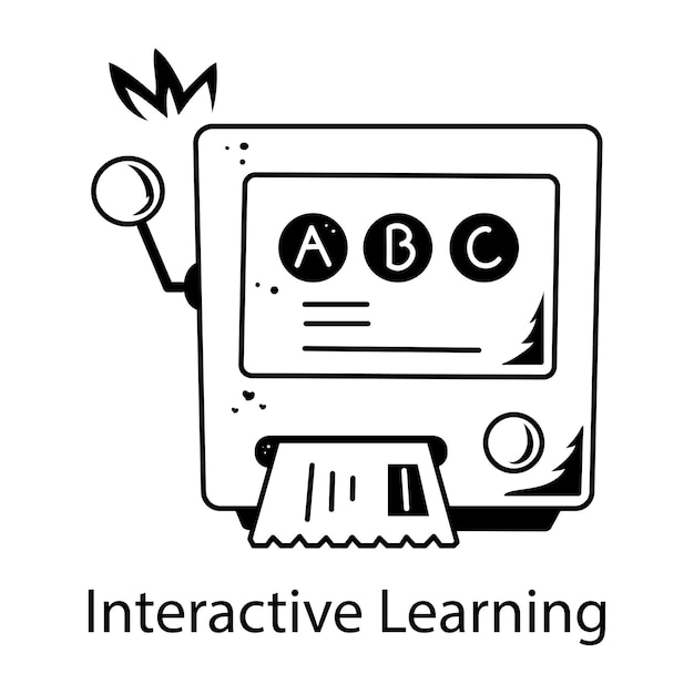 Vector modern hand drawn icon of interactive learning