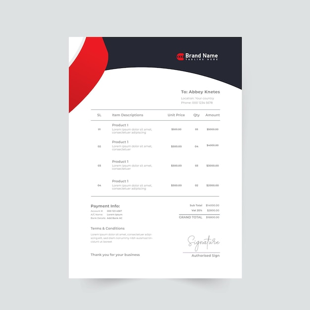Vector modern invoice design template